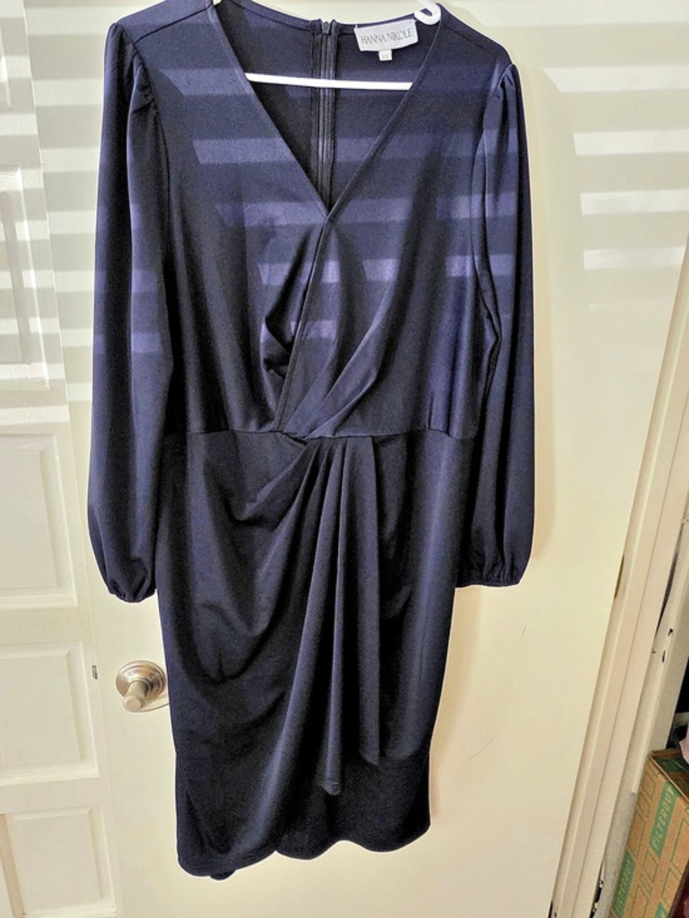 Hanna Nikole Wrap Midi Dress in Black Size 18W Like New